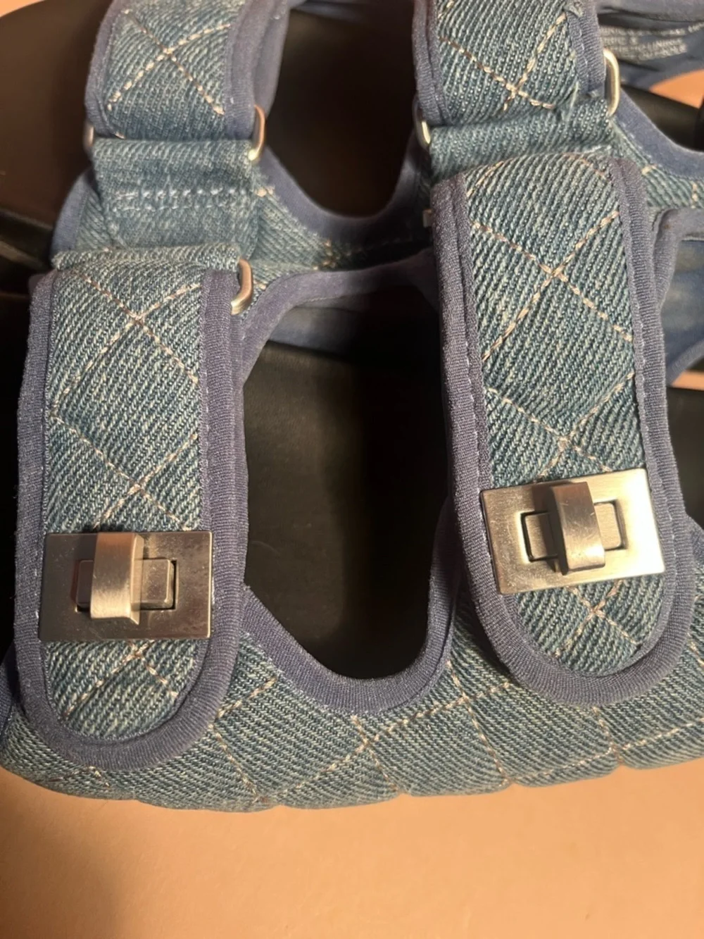 Women’s  Quilted Light Blue Adjustable Strap sandals / DUNE London brand size 39